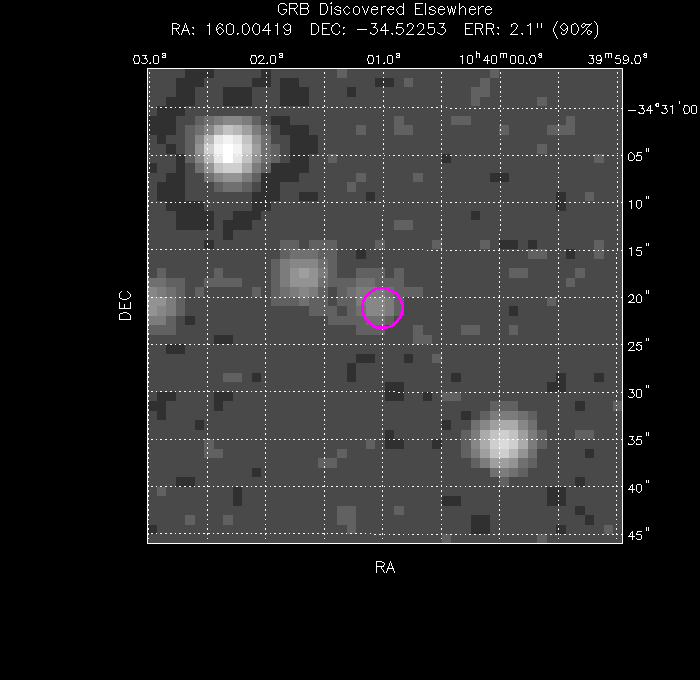 UVOT image with the final position
