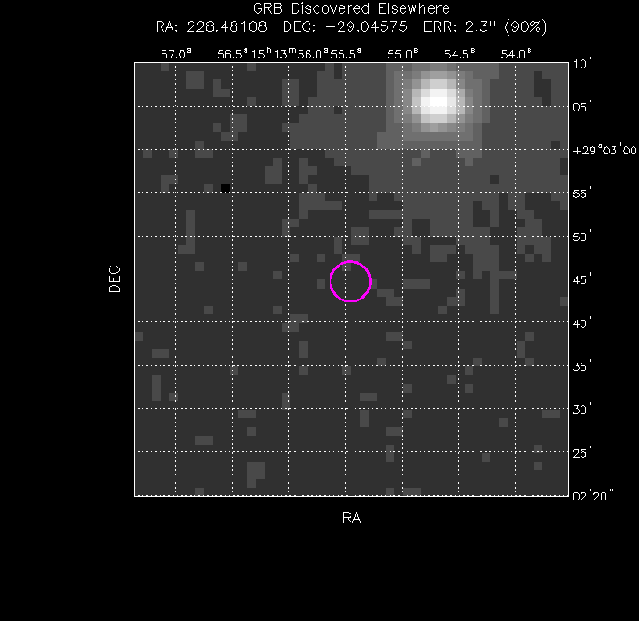 UVOT image with the final position
