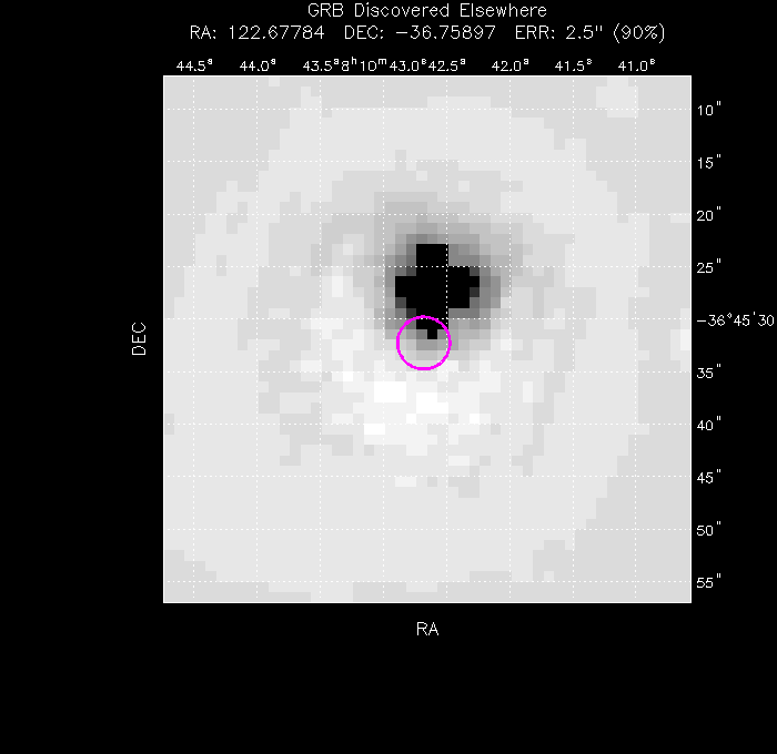 UVOT image with the final position