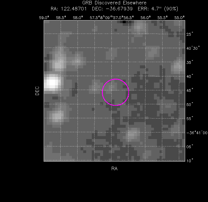 UVOT image with the final position