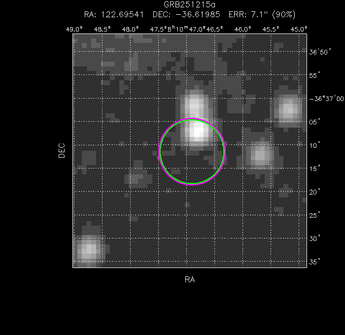 V-band image with the final position and all component positions