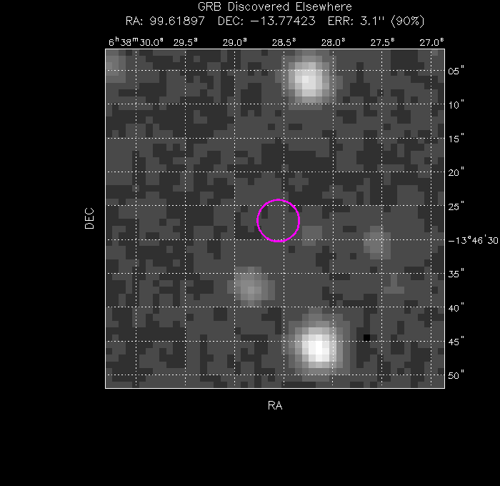 UVOT image with the final position