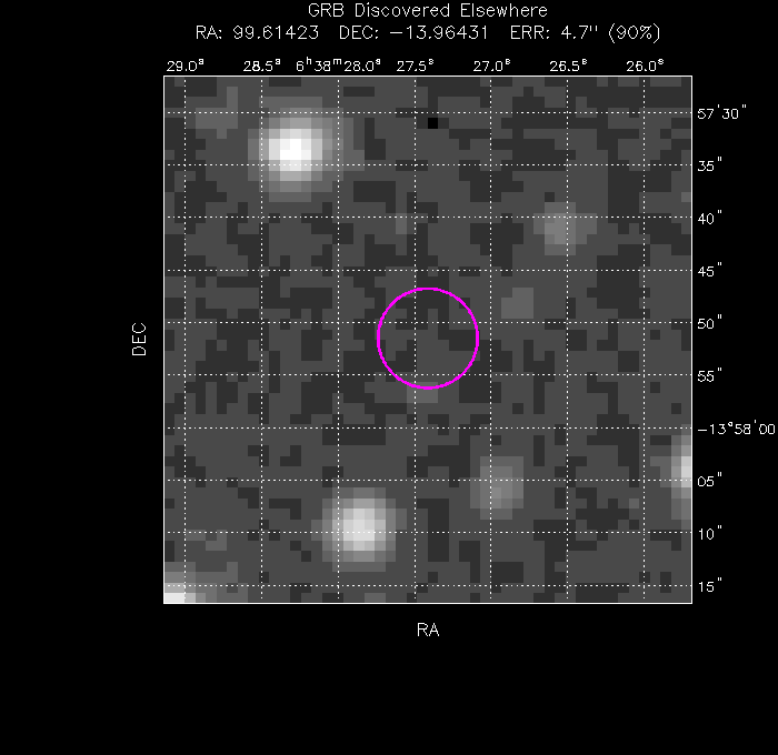 UVOT image with the final position