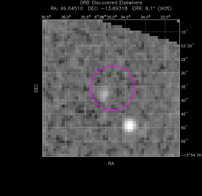 UVOT image with the final position