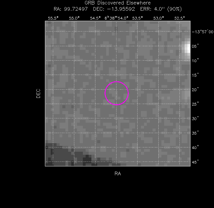 UVOT image with the final position