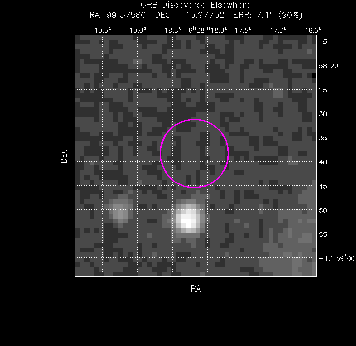 UVOT image with the final position