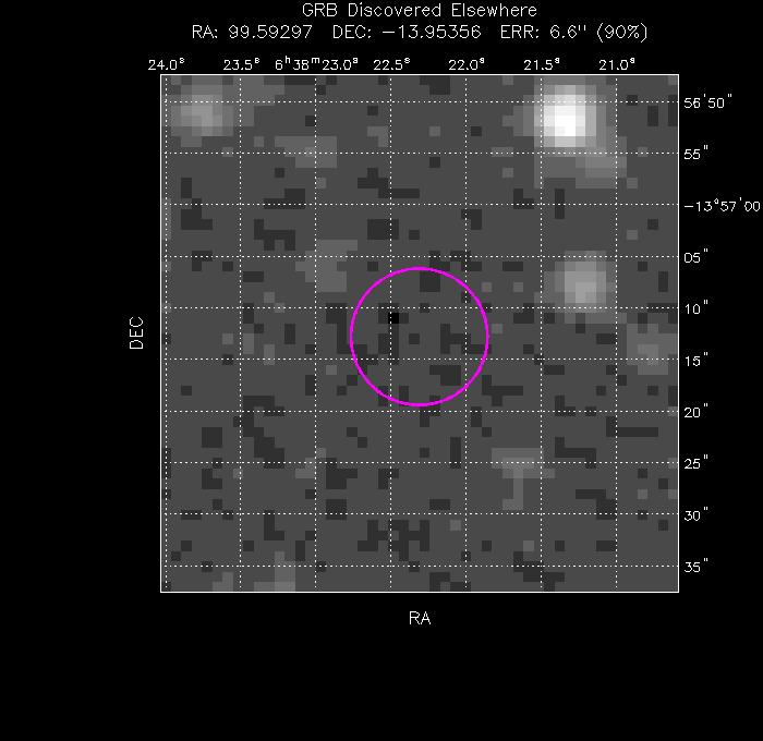 UVOT image with the final position