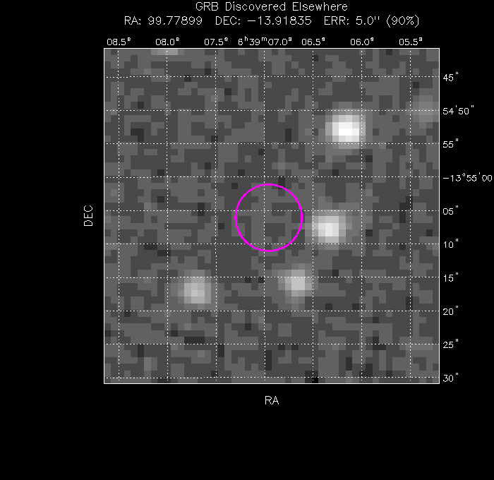 UVOT image with the final position