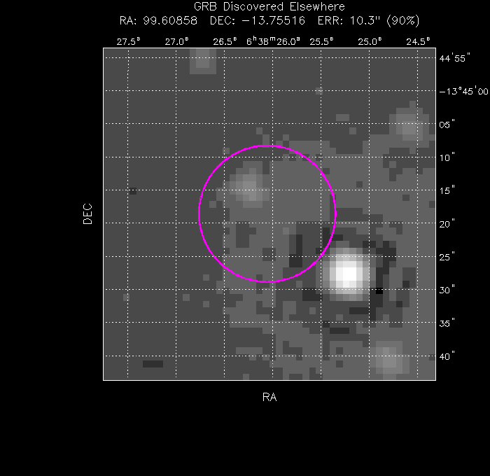 UVOT image with the final position