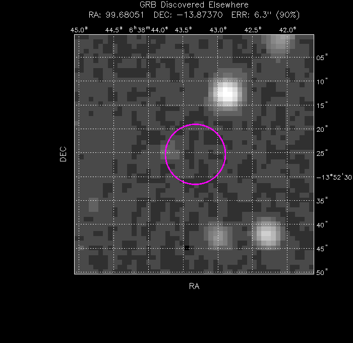 UVOT image with the final position