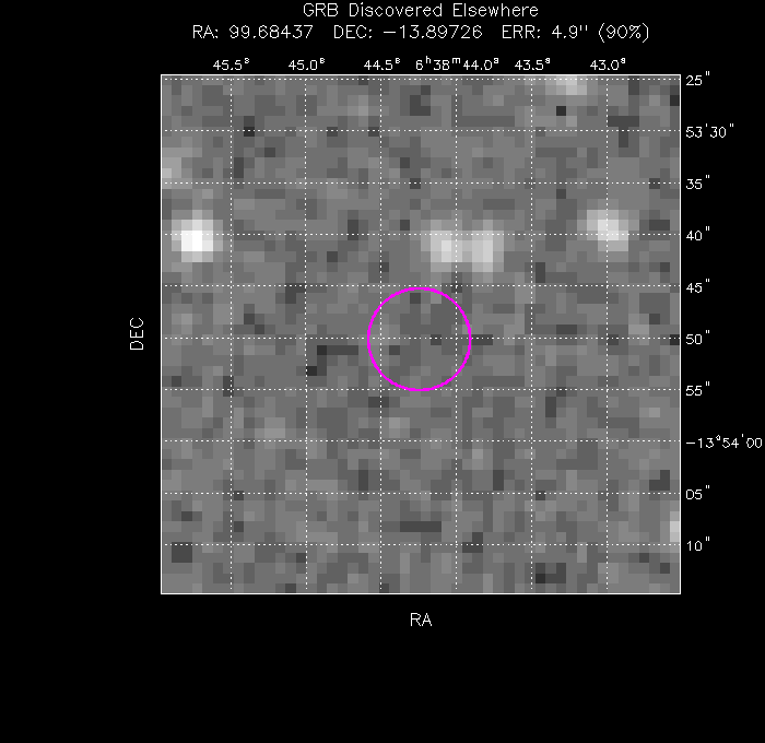 UVOT image with the final position