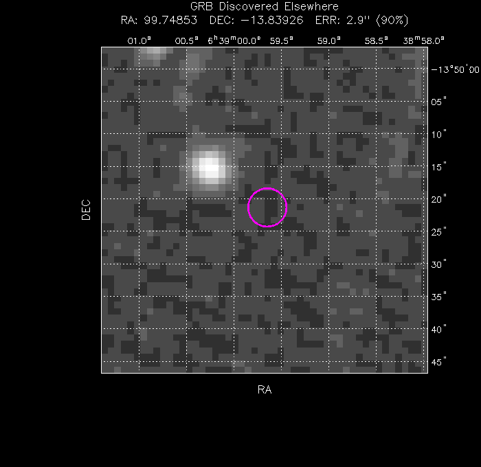 UVOT image with the final position