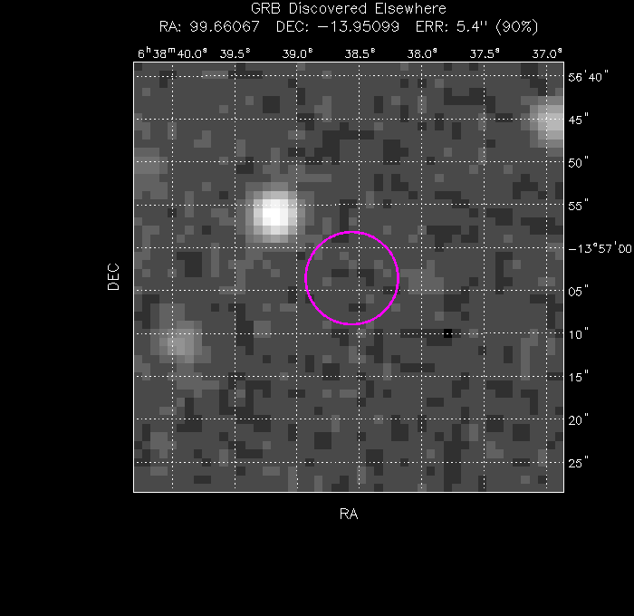 UVOT image with the final position