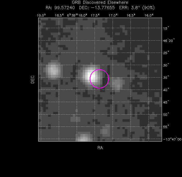 UVOT image with the final position