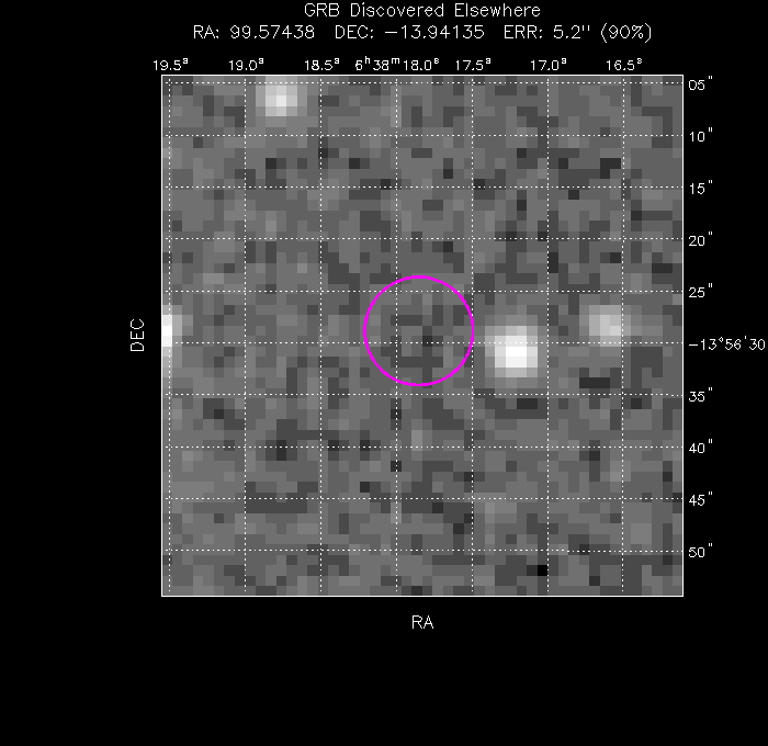 UVOT image with the final position