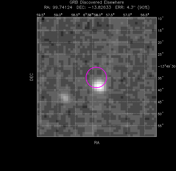 UVOT image with the final position