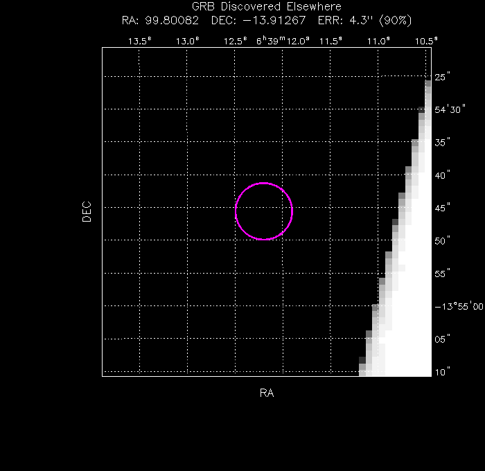 UVOT image with the final position