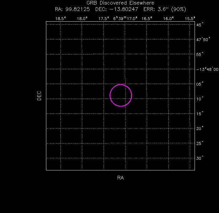UVOT image with the final position