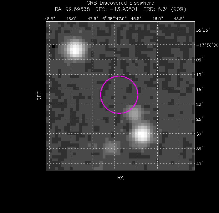 UVOT image with the final position