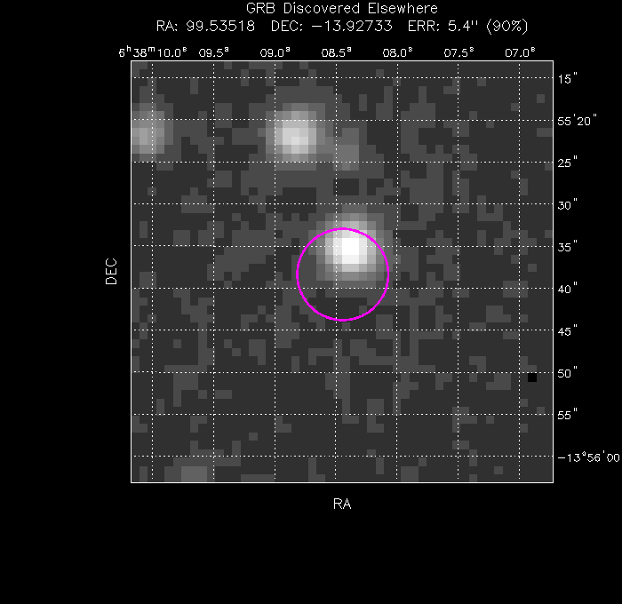 UVOT image with the final position