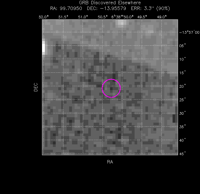 UVOT image with the final position