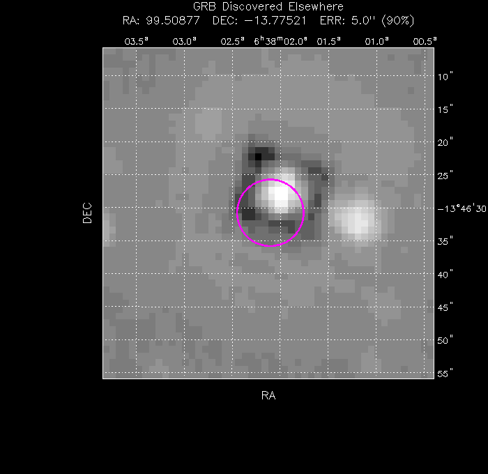UVOT image with the final position
