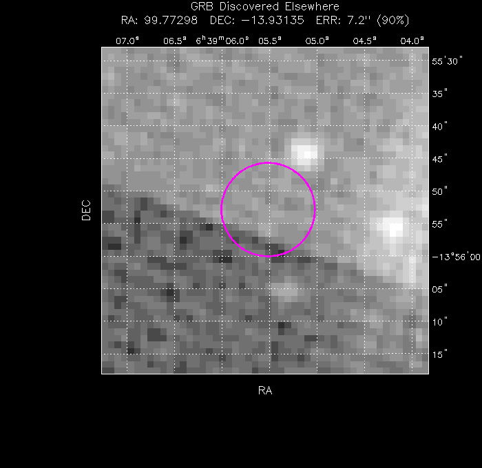 UVOT image with the final position