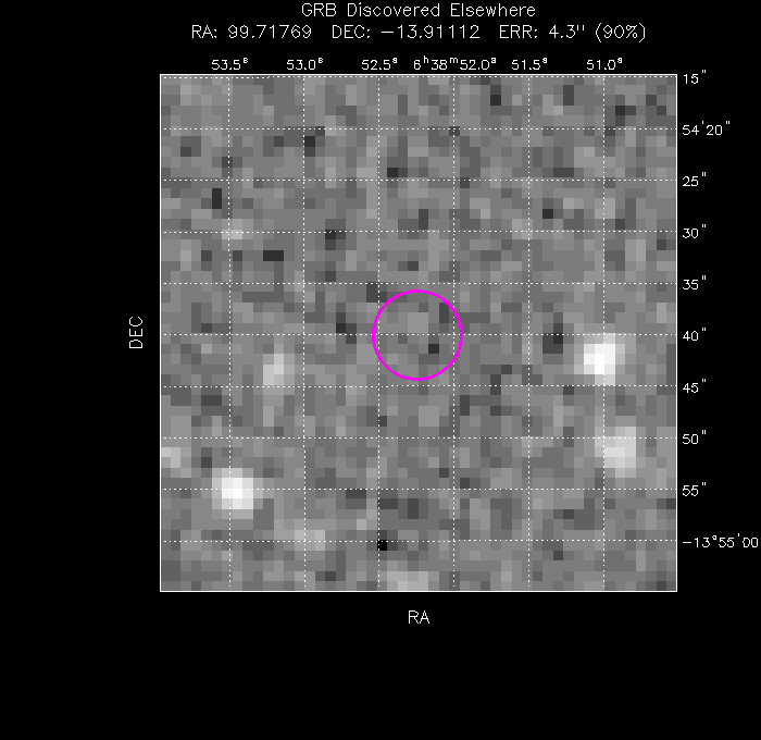 UVOT image with the final position