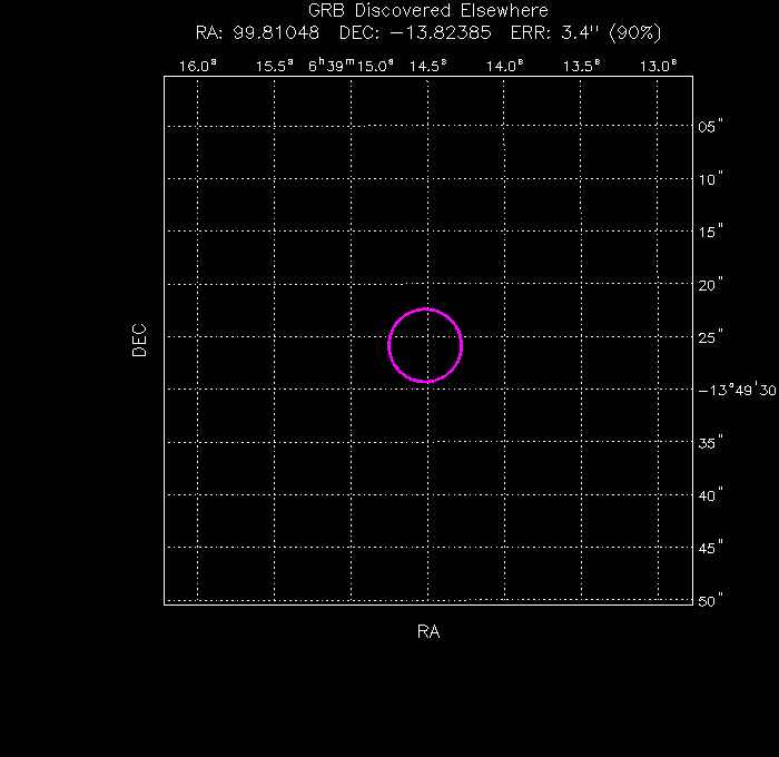 UVOT image with the final position