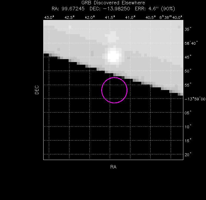 UVOT image with the final position