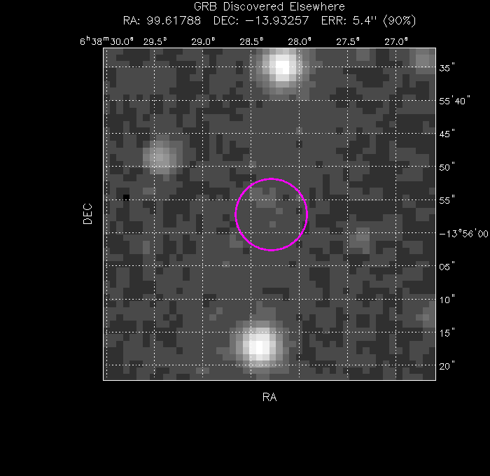 UVOT image with the final position
