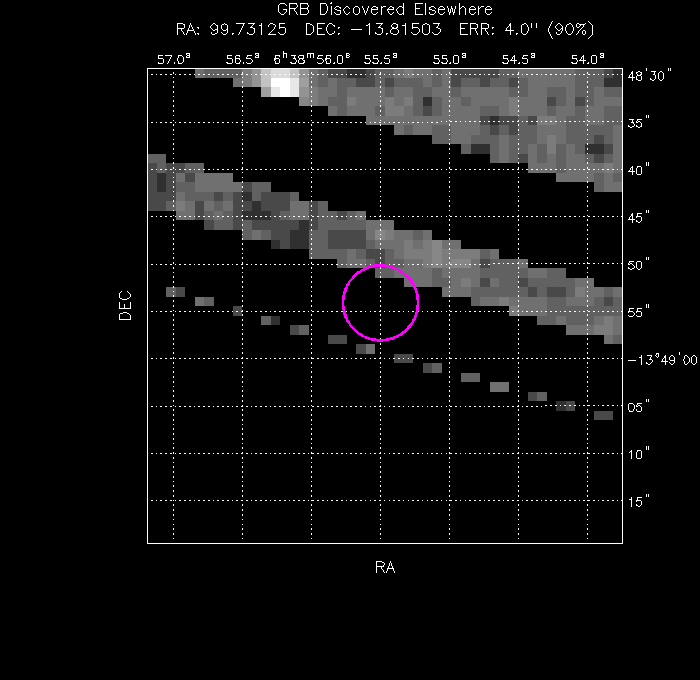 UVOT image with the final position