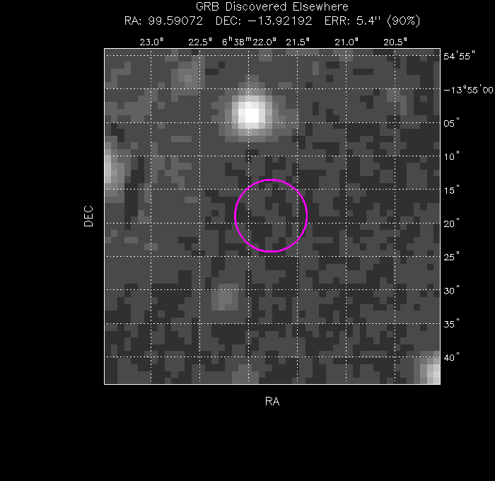 UVOT image with the final position