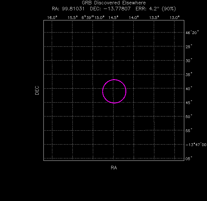 UVOT image with the final position