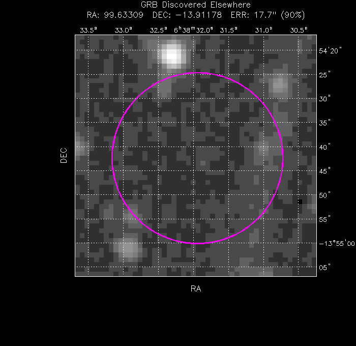 UVOT image with the final position