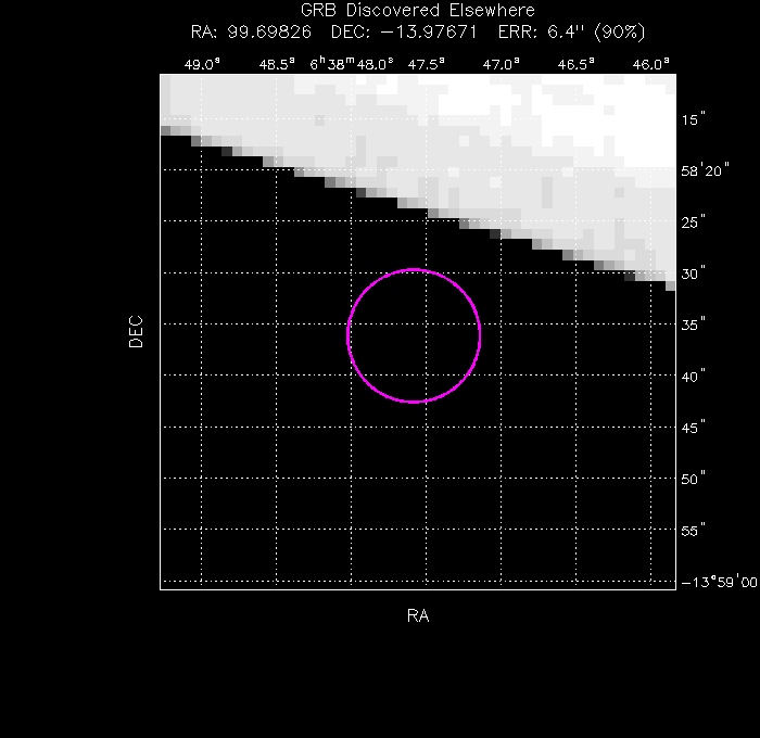UVOT image with the final position