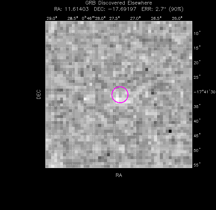 UVOT image with the final position