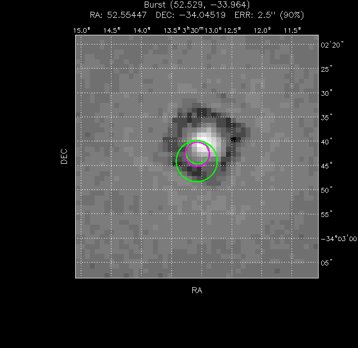 V-band image with the final position and all component positions
