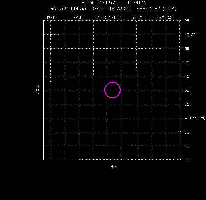 UVOT image with the final position