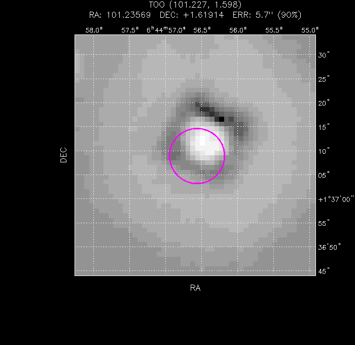UVOT image with the final position