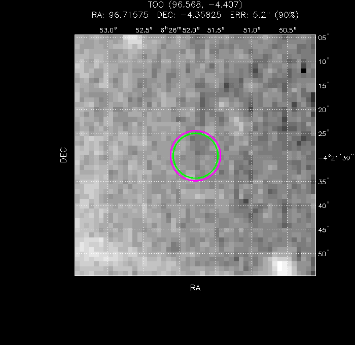 V-band image with the final position and all component positions