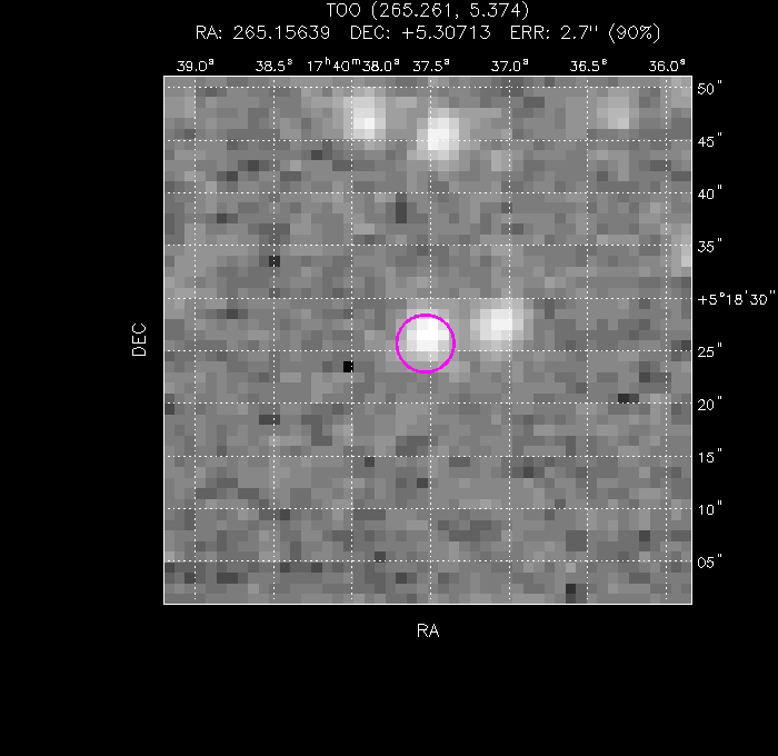 UVOT image with the final position