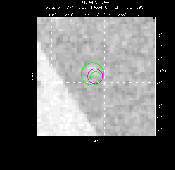 V-band image with the final position and all component positions