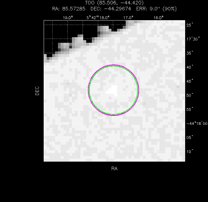 V-band image with the final position and all component positions