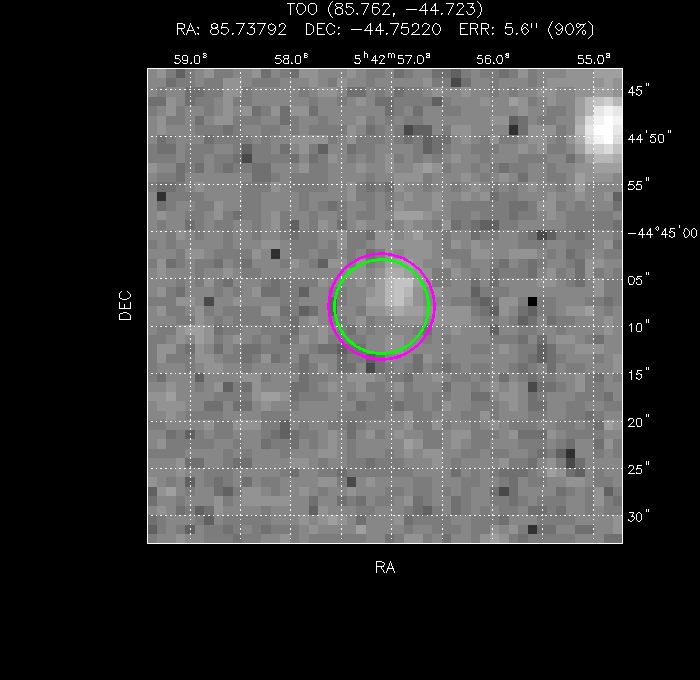 V-band image with the final position and all component positions
