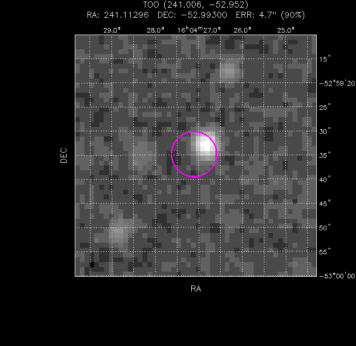 UVOT image with the final position