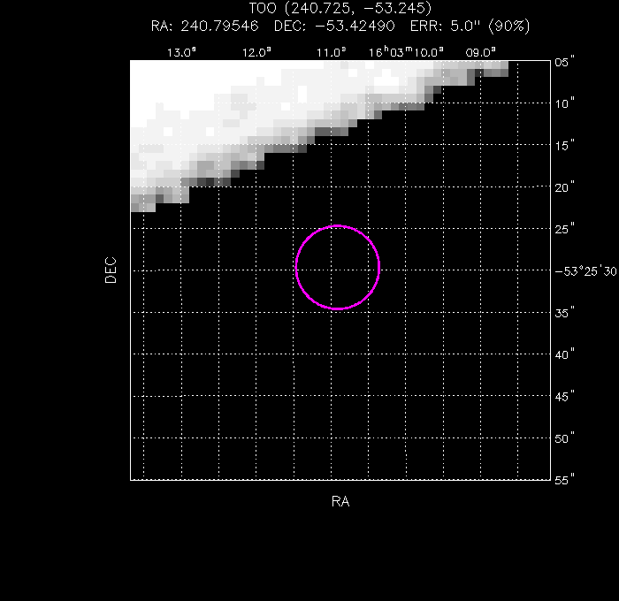 UVOT image with the final position
