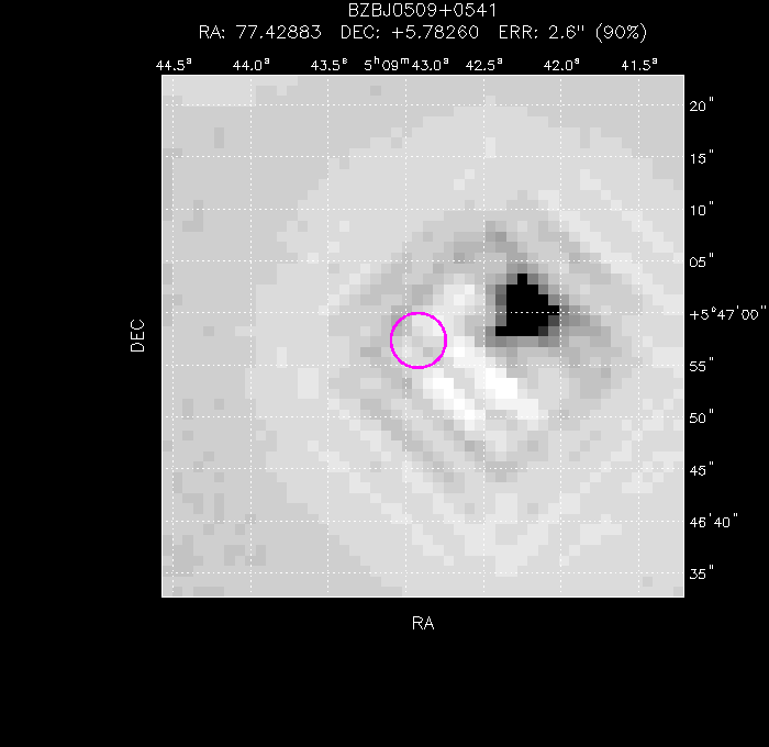 UVOT image with the final position