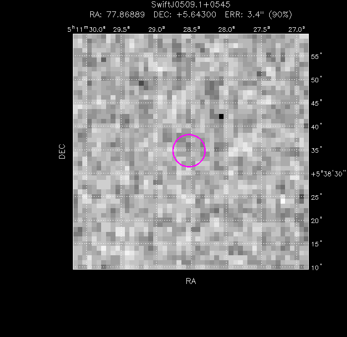 UVOT image with the final position