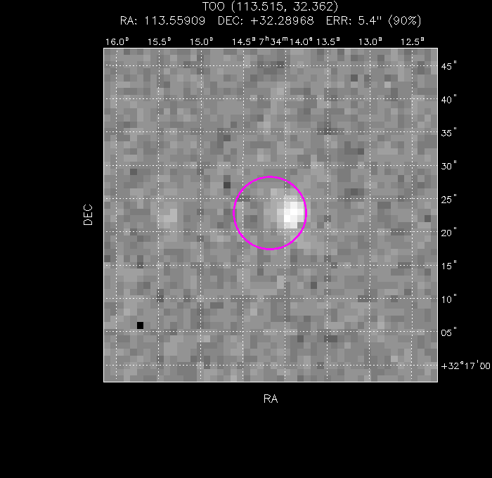 UVOT image with the final position